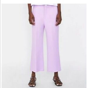 NWT Zara Lilac Stretch Cropped Wide Leg Pants